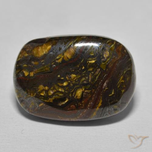 20.80ct Natural Marrom Quente Matriz Olho de Tigre, Almofada, Opaco