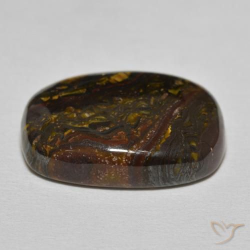 Matriz Olho de Tigre Marrom Quente Natural 20.80ct, Almofada, Opaco