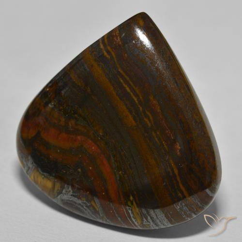 Matriz Olho de Tigre Hickory Brown Natural 66.44ct, Formato de pêra, Opaco