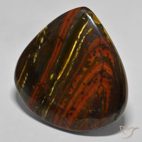 Matriz Olho de Tigre Multicolor Marrom Natural 68.05ct, Formato de pêra, Opaco