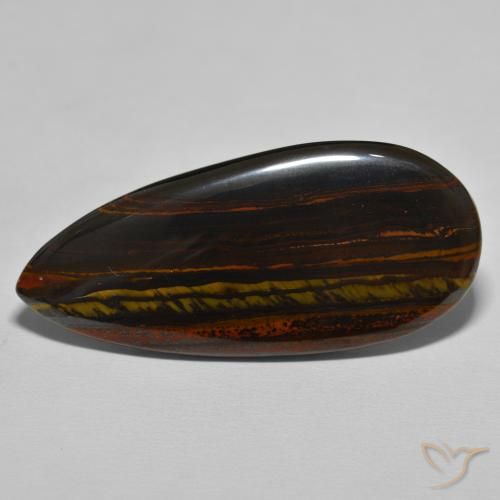 Matriz Olho de Tigre Marrom Quente Natural 46.64ct, Formato de pêra, Opaco