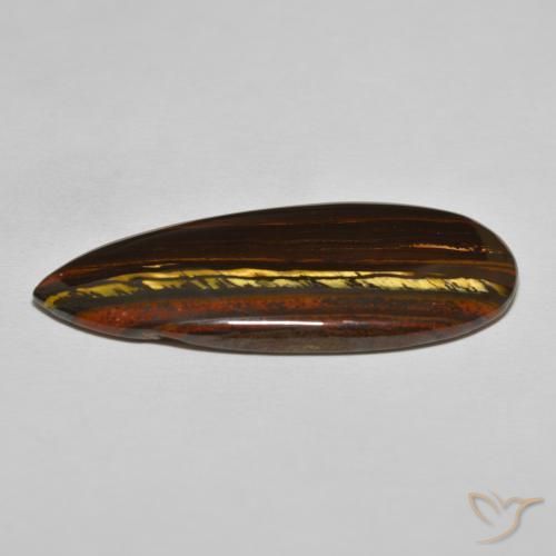 Matriz Olho de Tigre Marrom Quente Natural 46.64ct, Formato de pêra, Opaco
