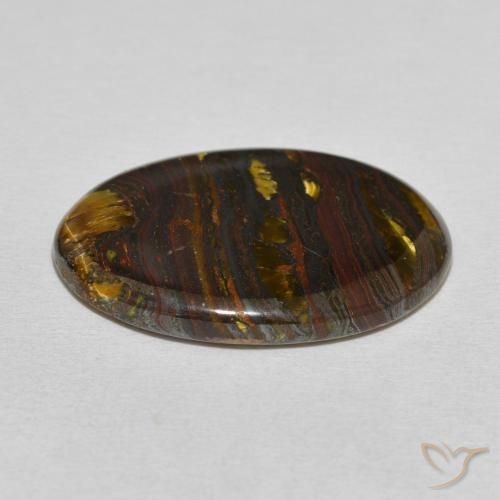 Matriz Olho de Tigre Multicolorido Natural 23.56ct, oval, Opaco