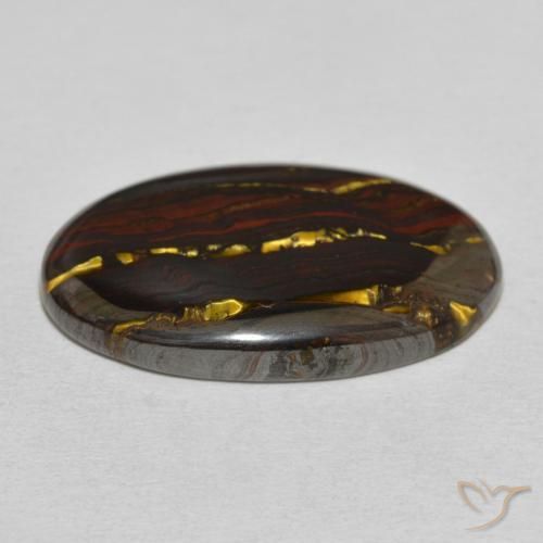 Matriz Olho de Tigre Multicolorido Natural 24.74ct, oval, Opaco