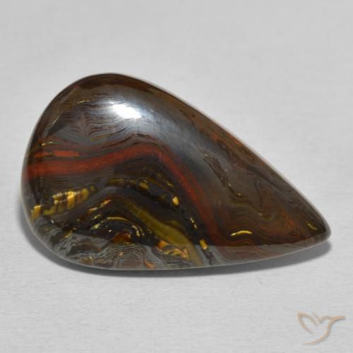 Matriz Olho de Tigre Multicolorido Natural 24.76ct, Formato de pêra, Opaco