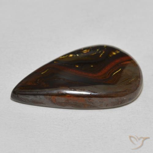 Matriz Olho de Tigre Multicolorido Natural 24.76ct, Formato de pêra, Opaco