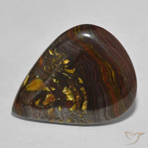 27.44ct Natural Multicolorido Matriz Olho de Tigre, Formato de pêra, Opaco