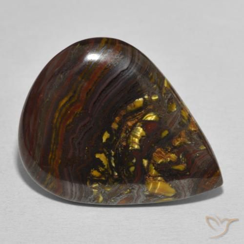 Matriz Olho de Tigre Multicolorido Natural 27.44ct, Formato de pêra, Opaco