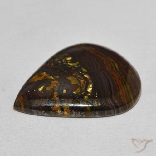 Matriz Olho de Tigre Multicolorido Natural 27.44ct, Formato de pêra, Opaco