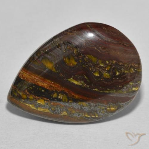 33.30ct Natural Multicolorido Matriz Olho de Tigre, Formato de pêra, Opaco