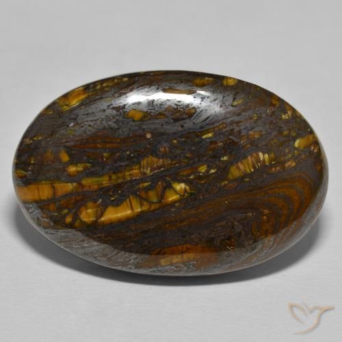 55.99ct Natural Marrom Quente Matriz Olho de Tigre, oval, Opaco