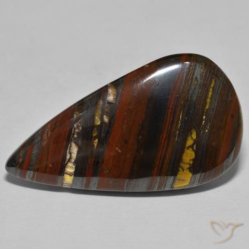 39.26ct Natural Medium Dark-Brown Matriz Olho de Tigre, Formato de pêra, Opaco