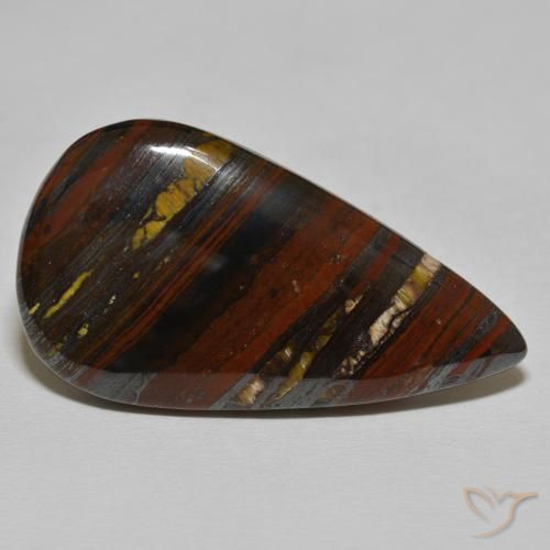 Matriz Olho de Tigre Medium Dark-Brown Natural 39.26ct, Formato de pêra, Opaco