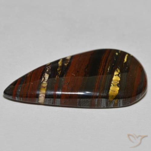 Matriz Olho de Tigre Medium Dark-Brown Natural 39.26ct, Formato de pêra, Opaco