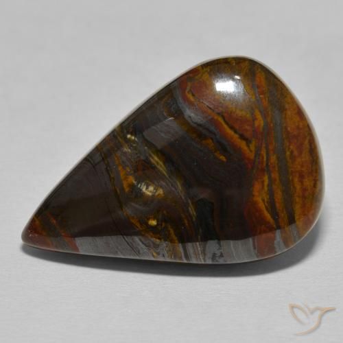 27.95ct Natural Medium Dark-Brown Matriz Olho de Tigre, Formato de pêra, Opaco