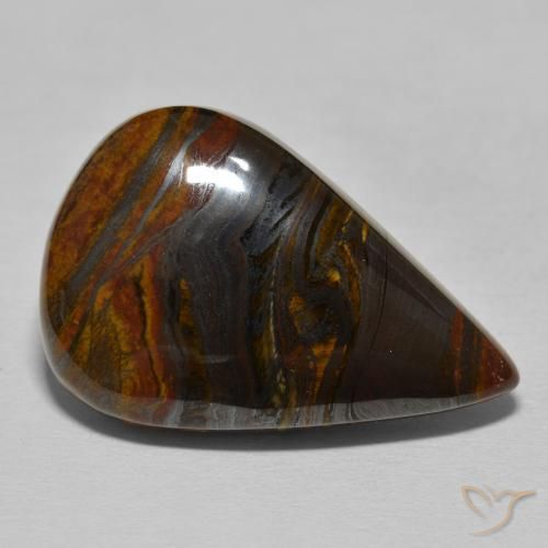 Matriz Olho de Tigre Medium Dark-Brown Natural 27.95ct, Formato de pêra, Opaco