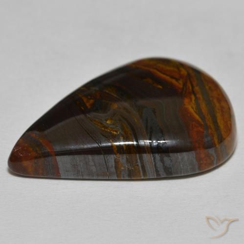 Matriz Olho de Tigre Medium Dark-Brown Natural 27.95ct, Formato de pêra, Opaco