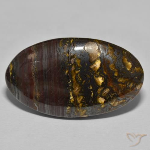 45.78ct Natural Marrom Quente Matriz Olho de Tigre, oval, Opaco
