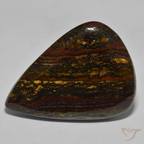 52.44ct Natural Hickory Brown Matriz Olho de Tigre, Formato de pêra, Opaco
