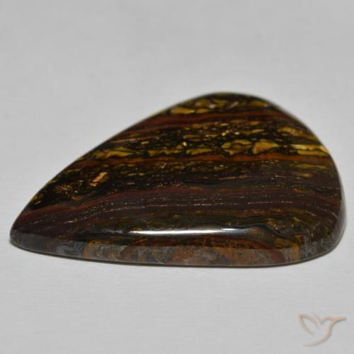 Matriz Olho de Tigre Hickory Brown Natural 52.44ct, Formato de pêra, Opaco