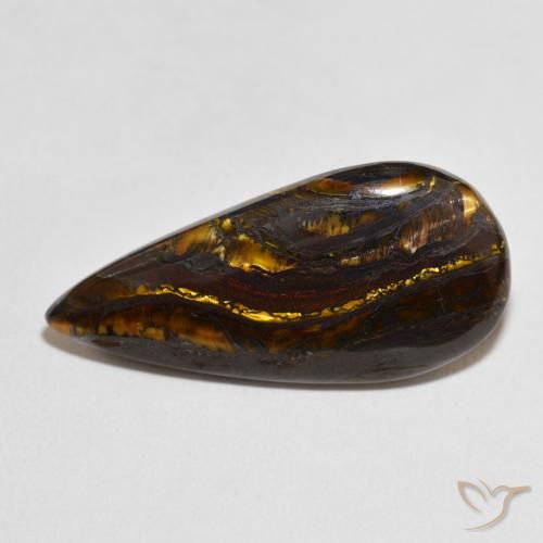 30.70ct Natural Multicolorido Matriz Olho de Tigre, Formato de pêra, Opaco