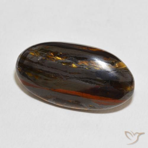 Matriz Olho de Tigre Multicolorido Natural 26.37ct, oval, Opaco