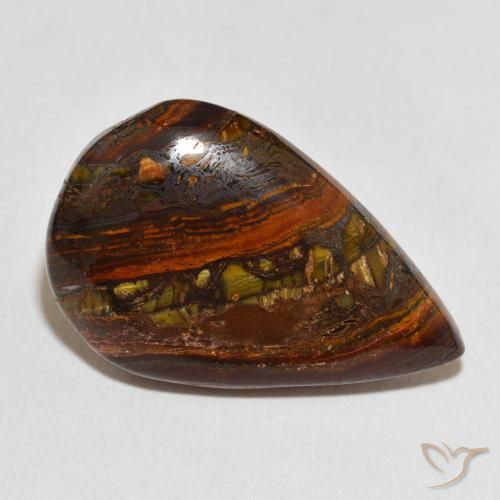 Matriz Olho de Tigre Multicolorido Natural 25.27ct, Formato de pêra, Opaco