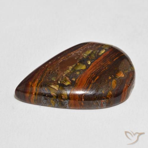 Matriz Olho de Tigre Multicolorido Natural 25.27ct, Formato de pêra, Opaco