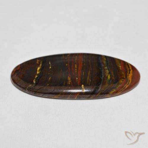 Matriz Olho de Tigre Multicolorido Natural 51.65ct, oval, Opaco
