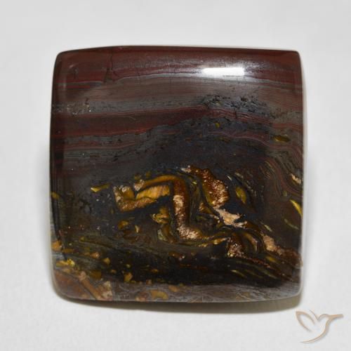 39.05ct Natural Multicolorido Matriz Olho de Tigre, Quadrado, Opaco