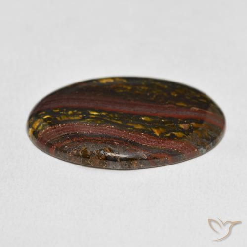 Matriz Olho de Tigre Multicolorido Natural 21.99ct, oval, Opaco