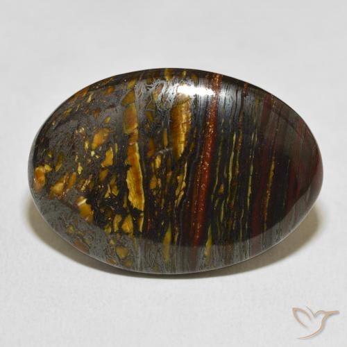 30.98ct Natural Multicolorido Matriz Olho de Tigre, oval, Opaco