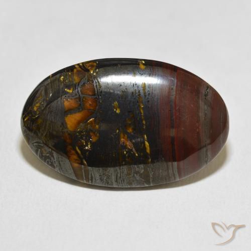36.40ct Natural Multicolorido Matriz Olho de Tigre, oval, Opaco