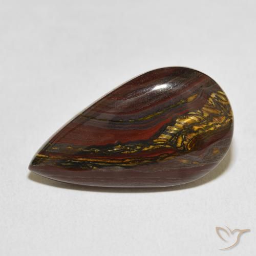 19.41ct Natural Multicolorido Matriz Olho de Tigre, Formato de pêra, Opaco