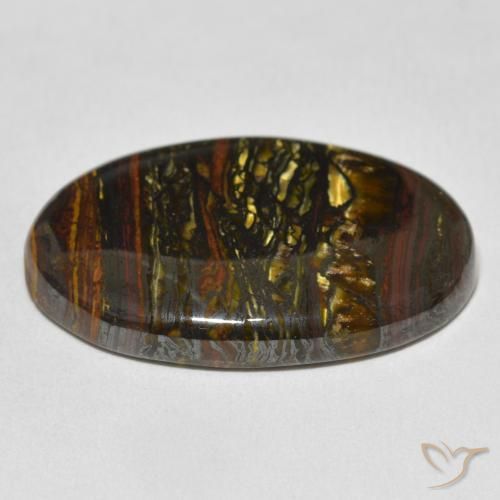 Matriz Olho de Tigre Multicolorido Natural 40.26ct, oval, Opaco