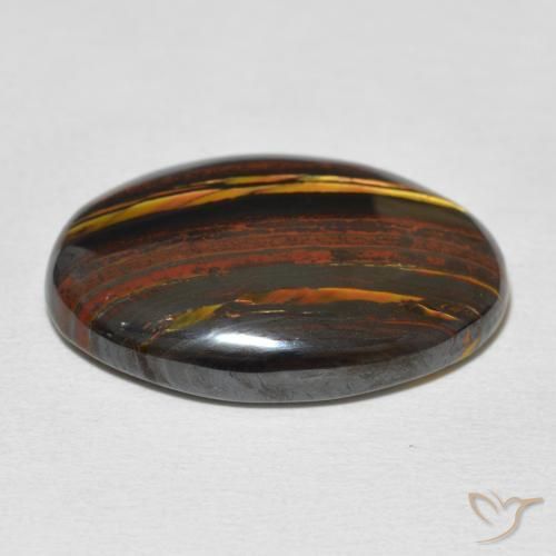 Matriz Olho de Tigre Multicolorido Natural 24.63ct, oval, Opaco