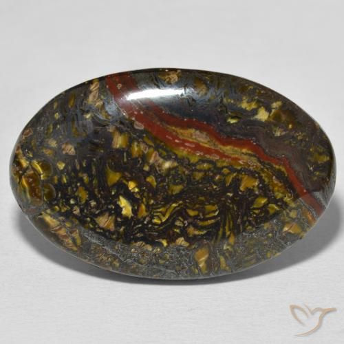 37.87ct Natural Multicolorido Matriz Olho de Tigre, oval, Opaco