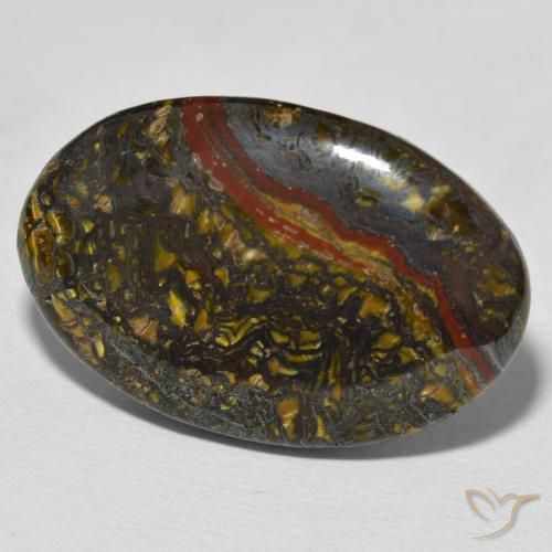 Matriz Olho de Tigre Multicolorido Natural 37.87ct, oval, Opaco