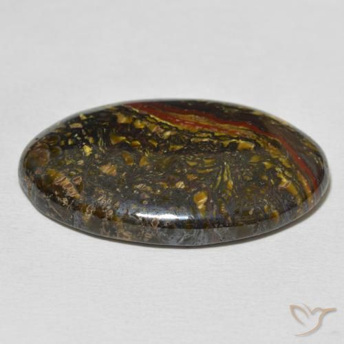Matriz Olho de Tigre Multicolorido Natural 37.87ct, oval, Opaco