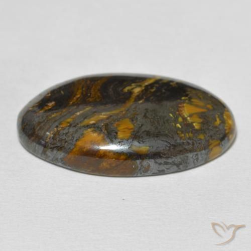 Matriz Olho de Tigre Multicolorido Natural 28.53ct, oval, Opaco