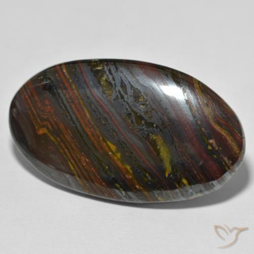 Matriz Olho de Tigre Multicolorido Natural 67.95ct, oval, Opaco