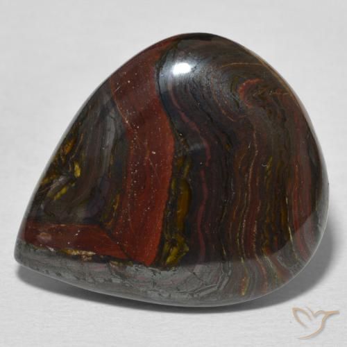 21.77ct Natural Multicolorido Matriz Olho de Tigre, Formato de pêra, Opaco