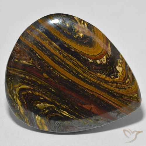 70.11ct Natural Multicolorido Matriz Olho de Tigre, Formato de pêra, Opaco