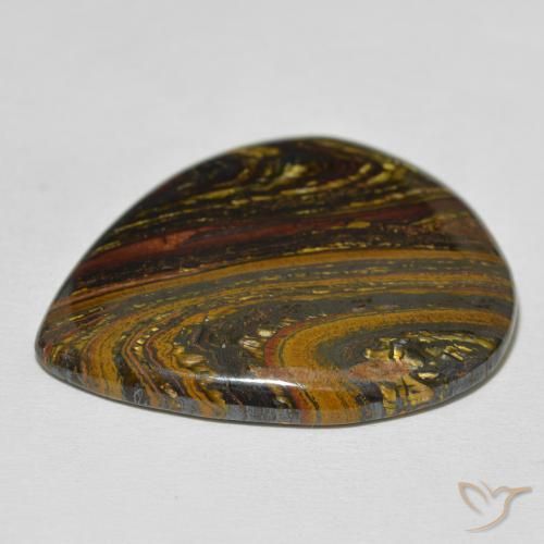 Matriz Olho de Tigre Multicolorido Natural 70.11ct, Formato de pêra, Opaco