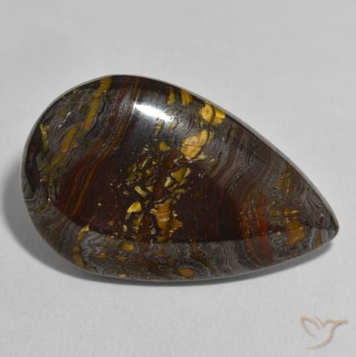 Matriz Olho de Tigre Multicolorido Natural 46.57ct, Formato de pêra, Opaco