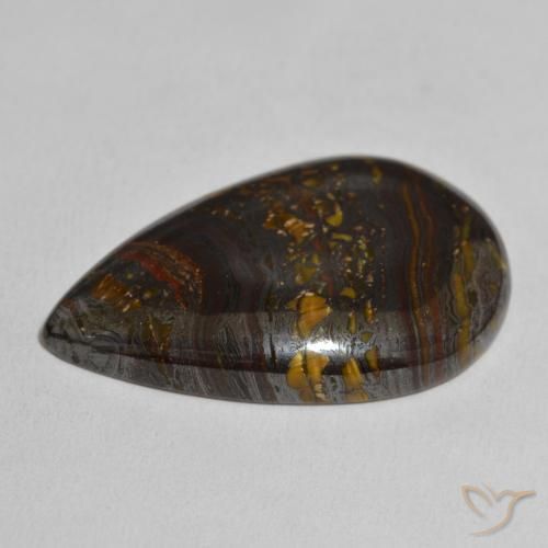 Matriz Olho de Tigre Multicolorido Natural 46.57ct, Formato de pêra, Opaco