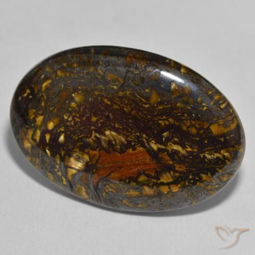 Matriz Olho de Tigre Multicolorido Natural 45.55ct, oval, Opaco