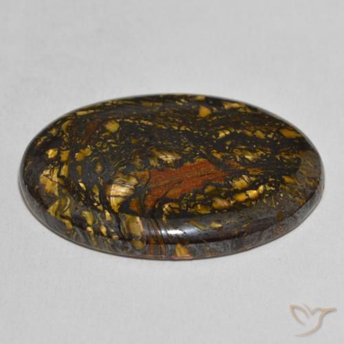 Matriz Olho de Tigre Multicolorido Natural 45.55ct, oval, Opaco