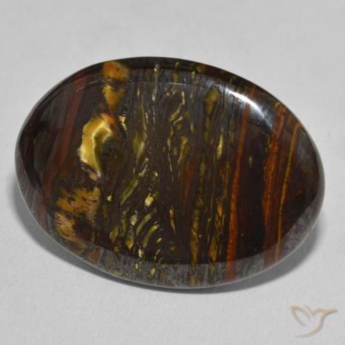 Matriz Olho de Tigre Multicolorido Natural 29.37ct, oval, Opaco