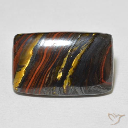 17.51ct Natural Multicolorido Matriz Olho de Tigre, Almofada, Opaco